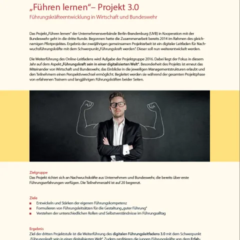 Flyer zum Projekt "Führen lernen 3.0"